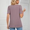 Summer Women's T-shirt Solid Color Square Neck Short Sleeve Loose T-shirt Tops