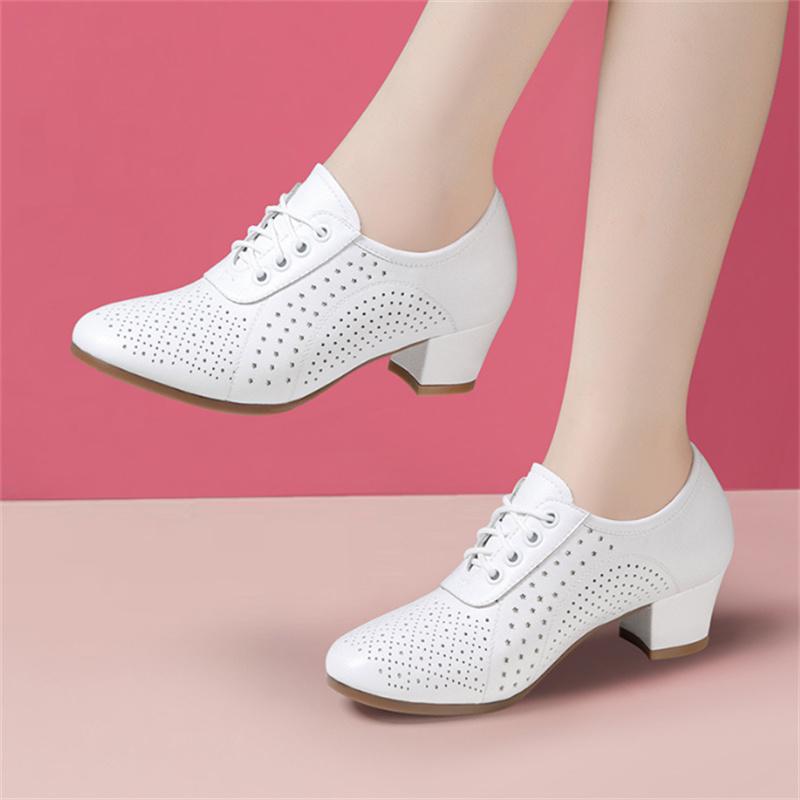 Genuine Leather Women Dance Shoes Women's Soft Soled Cowhide Shoes High Heels Ladies Practice Training Modern Sneakers Female