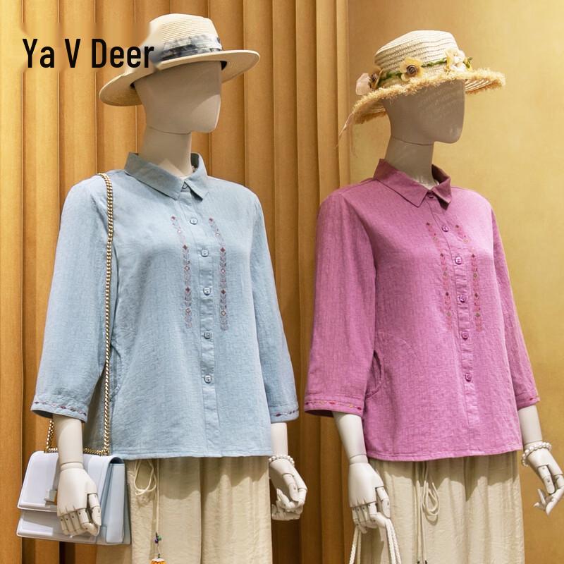 Yalu Women s Plus Size Cotton 3/4 Sleeve Shirt L