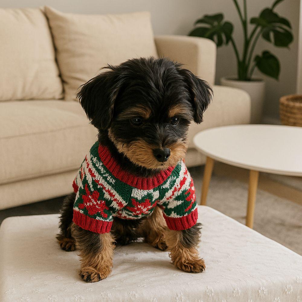 Soft Pet Christmas Sweater Cartoon Pattern Christmas Puppy Clothes  Holiday Suit