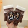 Children's gloves new autumn and winter baby cute warm thickened five-finger flip writing primary school students half-finger gloves