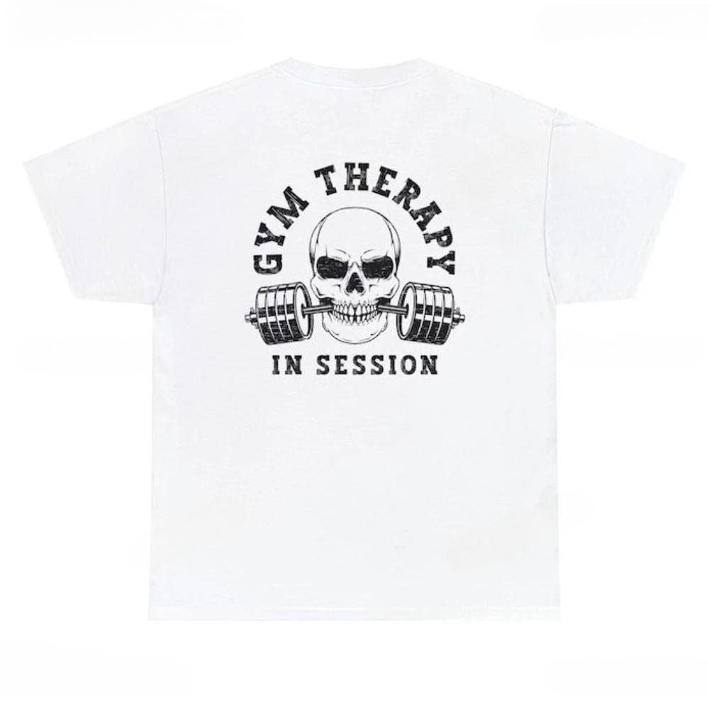 Funny Deadlift Skull Weightlifting Gym Therapy in Session Cotton Graphic T Shirts Gift for Men Woman Pump Cover Rat Lover S