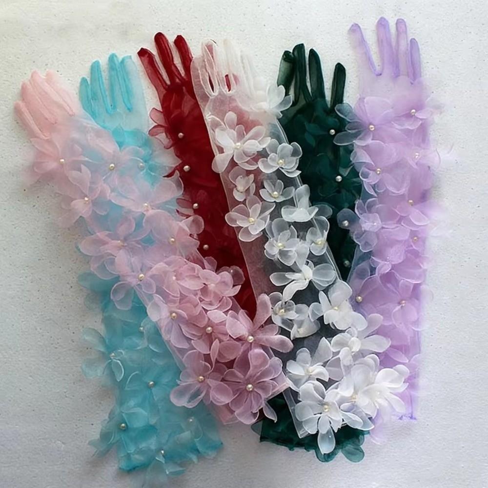 Pearl Long Gloves Elegant Bridal Gown Accessories  Travel Photography