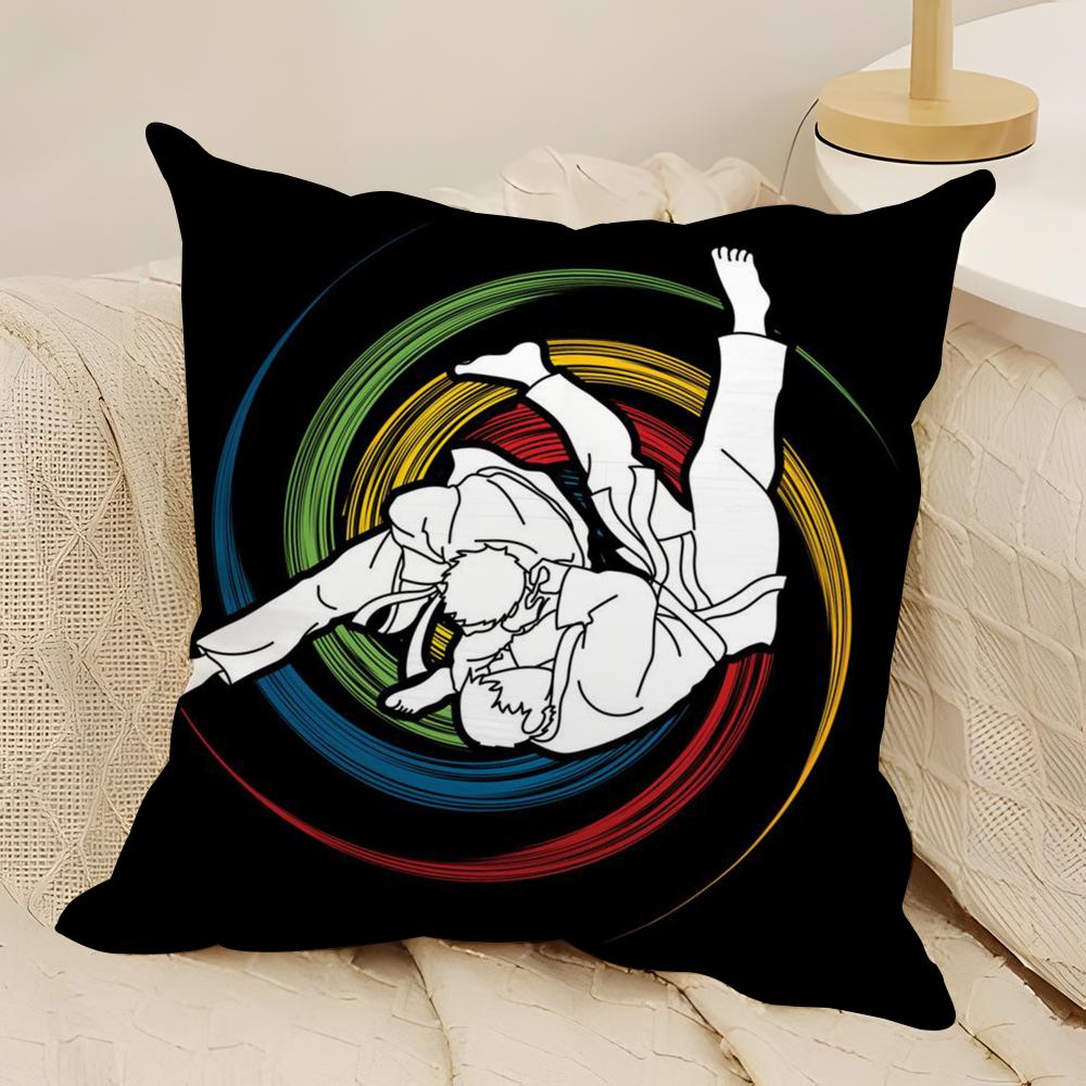 Sports Judo Martial Arts Pillow Case Natural Linen Double-Sided Printing Sofa Home Decor Cushion Cover