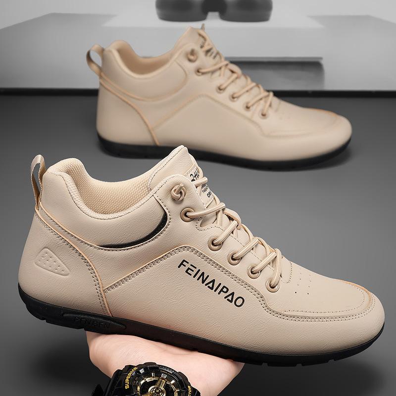 Men's shoes spring new fashion trend casual board shoes men's versatile lace-up non-slip work leather shoes