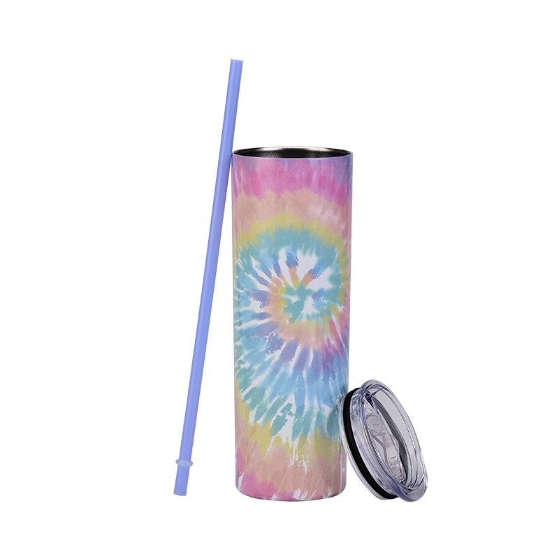 Stainless Steel Straight Cup Creative Skinny Cup Color Double Layer Tie-Dye Hot Sublimation Water Cup