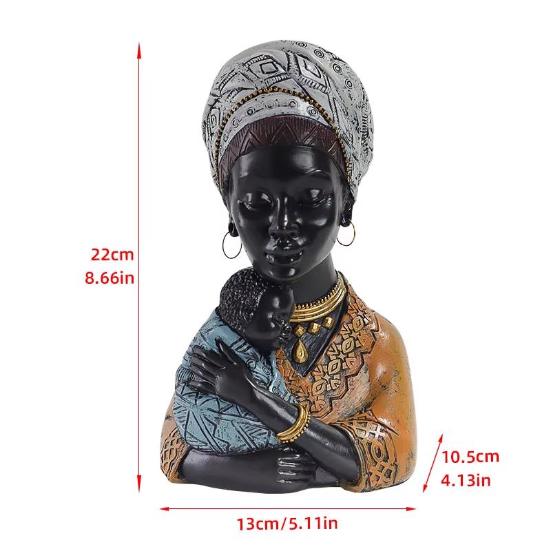 African Black Mother and Child Resin Statue Decoration Home Model Figure Sculpture Crafts Mother's Day Gift