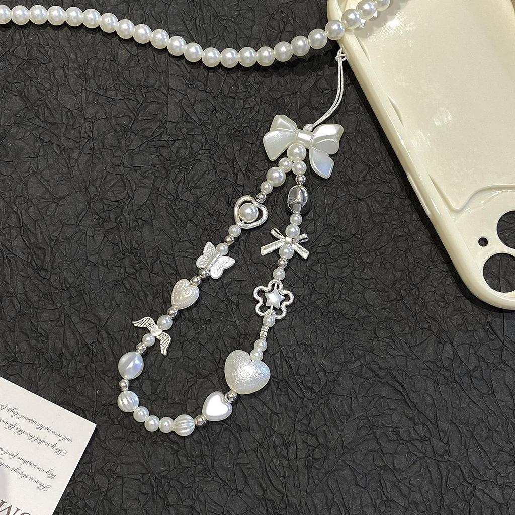 Elegantes Perlen-Schleifen-Handy-Lanyard mit Perlen - Luxuriöser Süßer Anti-Verlust-Anhänger