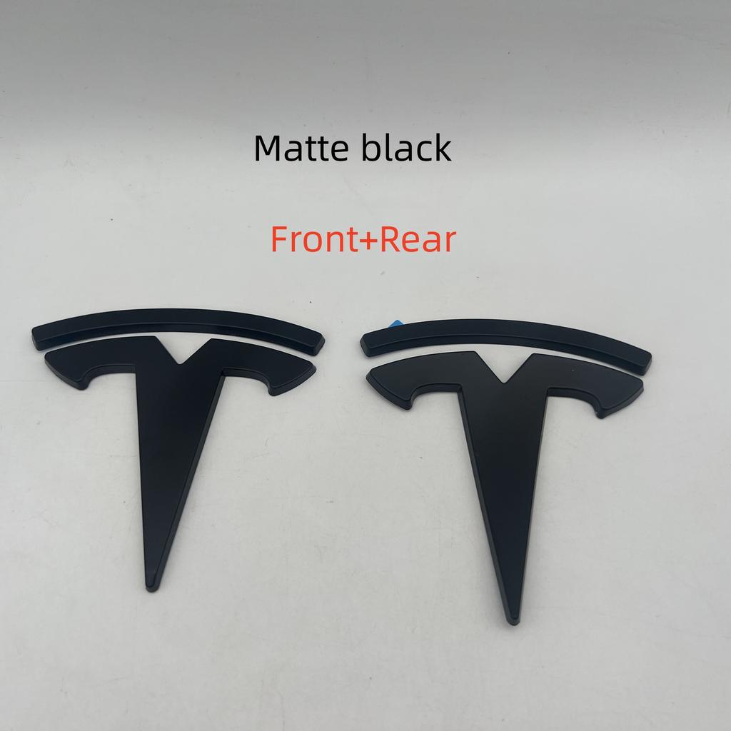 CZYE3 1-3pcs Not Affect matt black for Tesla Model 3 Mode Y car Front Emblem Rear Tail Trunk Steering Wheel Sticker Badge styling