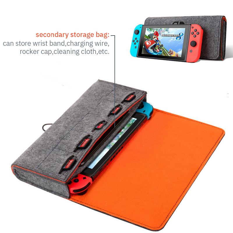 

Vogek Switch Felt Storage Bag Защитный чехол для игровой консоли Многофункциональный чехол для игровой карты Чехол для кабеля для зарядки для Nintendo Switch серый