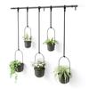 Lot de 5 grands pots de fleurs suspendus en noir TRIFLORA 21018086040 L137 x P18 x H94 cm