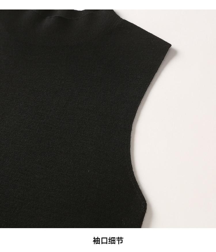 Sheep wool semi high neck knitted vest for women in spring 2026, versatile and slimming sleeveless top