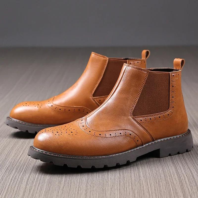 Men Winter Boots Ankle Leather Comfortable Wear For Daily Use Durable Material With Good Quality Stylish Design Suitable For Various Occasions