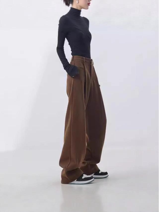 Women's Retro Wide-Leg Slimming Maillard Casual Pants