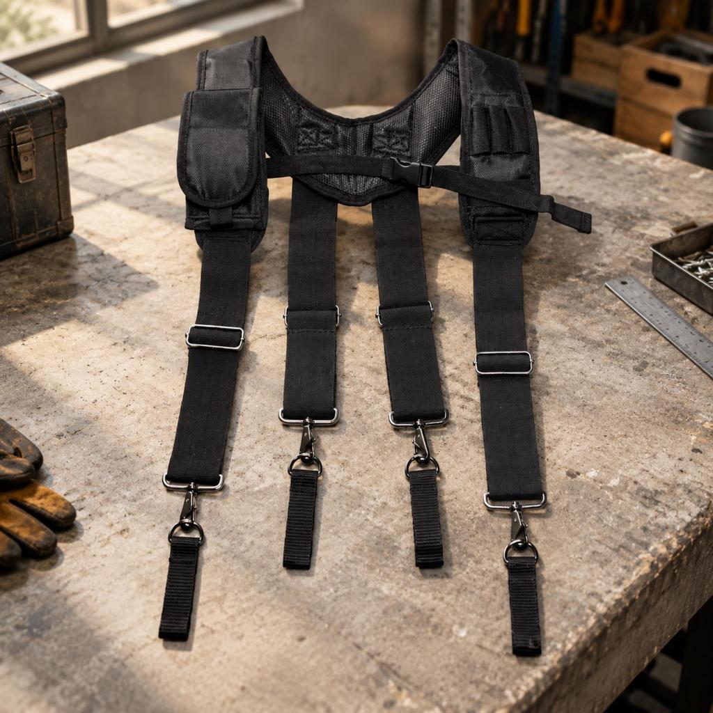 Tool with Side Pockets Padded X-Shaped Work Adjustable for Tradespeople,