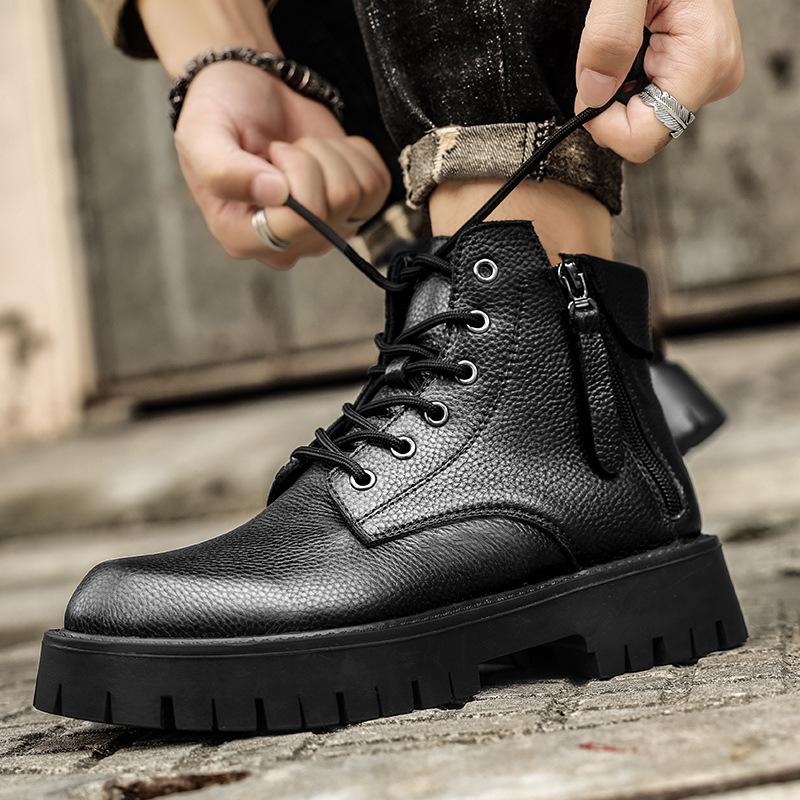 Autumn and Winter New Outdoor High-top Men's Leather Martin Boots Thick-soled Tooling Men's Shoes First Layer Cowhide