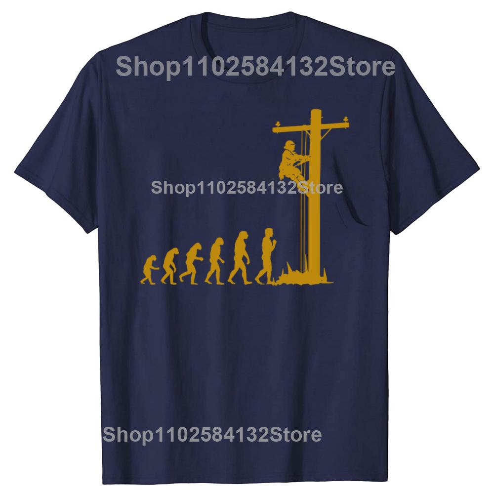 Lustige Einzigartige Evolution Von Freileitungsmonteur Elektriker Grafik T-Shirts Herren Mode Lässiges T-Shirt 100% Baumwolle Locker Übergroßes T-Shirt