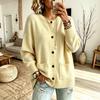 Women's Loose Fit Button Front Sweater with Pockets, Casual Slouchy Knit Cardigan