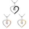 S925 Sterling Silver Peach Heart Inlaid Diamond Temperament Necklace Female Heart Diamond Color Gold Pendant Valentine's Day Gift