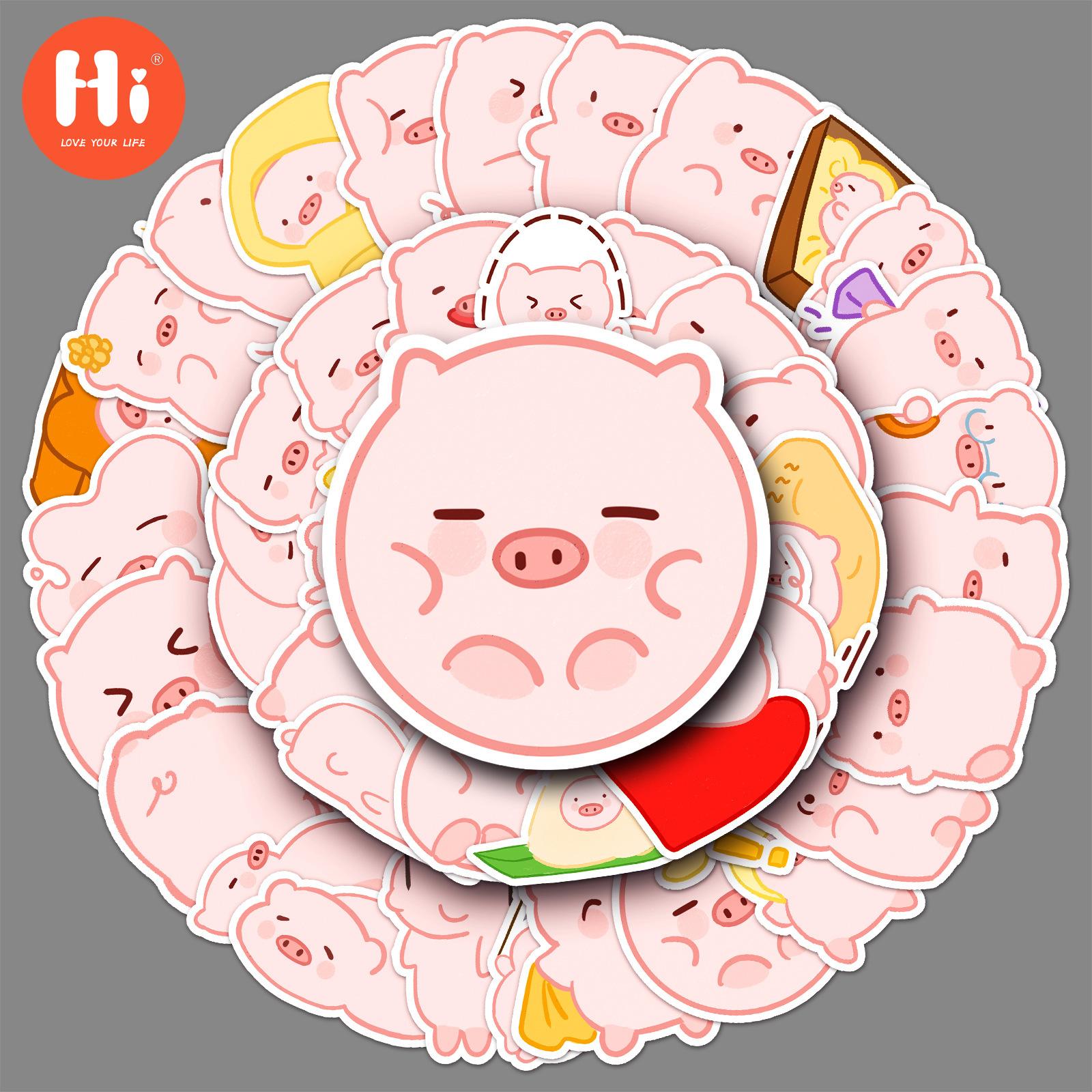 

50 мультяшных поросят, пересекающих границу, не нарушающих авторские права, милые оригинальные детские награды с животными, декоративные наклейки для багажа на чашку воды