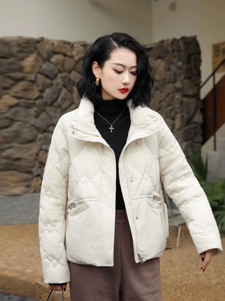 Light Warm Down Jacket for Women Standing Collar White Duck Jacket Short Coat Large Size Fashion Trend Winter Clothes