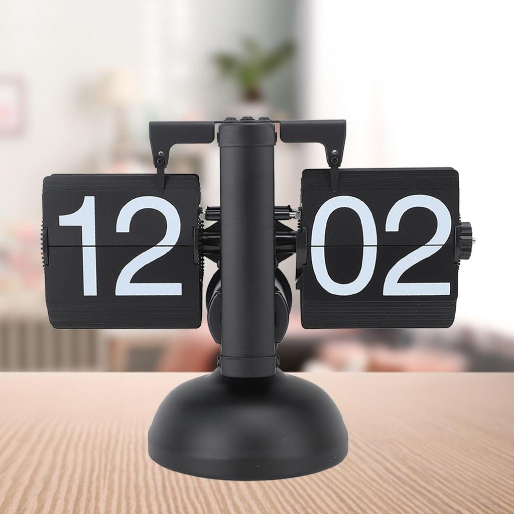 Retro Large Number 24-Hour Flip Desk Clock, Stainless Steel Table Clock, Easy To Read, Best Retro Birthday or Christmas Gift, Perfect for Living Room,