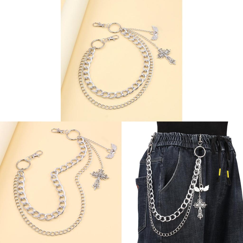 Metal Cross Heart Wing Body Chain With Lobster Clasp For Unisex Adults
