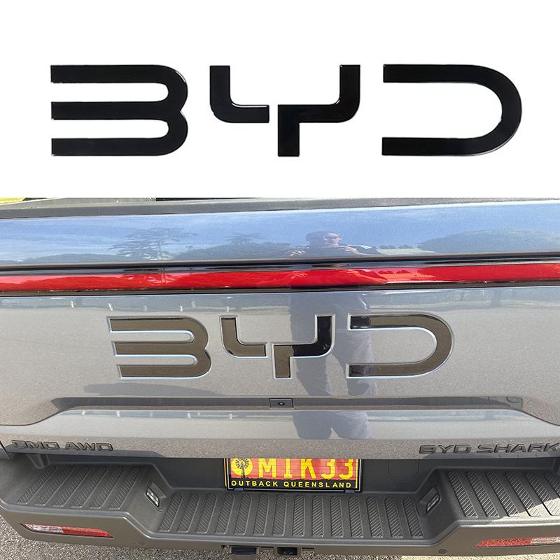 Glossy Black 3D Logo Sticker For BYD Shark Trunk Standard Car Decoration Decal