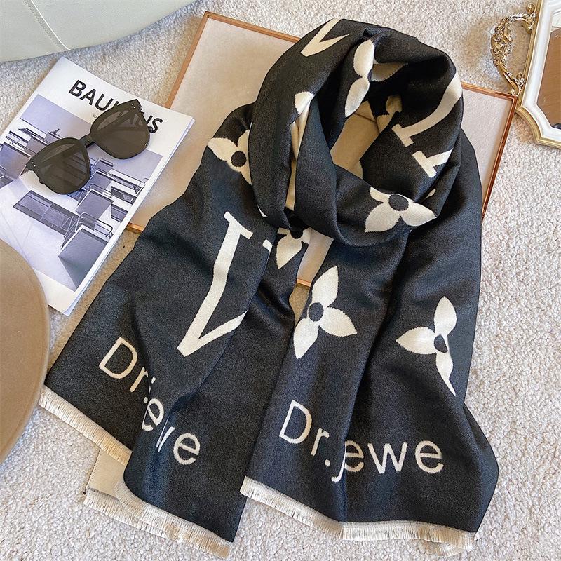 Women's Cashmere Blend Double-Sided Scarf - Autumn/Winter Warm Shawl, Versatile High-End Fashion