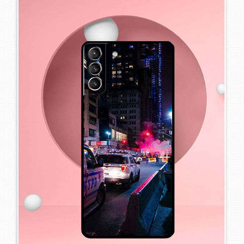 Police Car Cover For Samsung Galaxy S23 S24 Ultra S8 S9 S10 S22 Plus Note 10 20 Ultra S20 S21 FE Case