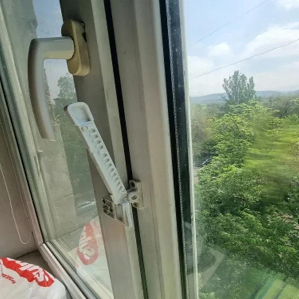 Inner Window Limiter Latch Position Stopper Casement Wind Brace Home Security Door Windows Sash Lock Child Safety Protection