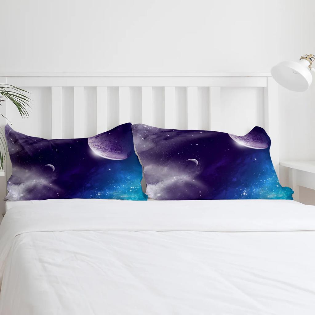 Comforter Cloud Universe Moon Space Bedding Set 3Pcs Boys Girls Kids Adult Double Bed Set Home Textile