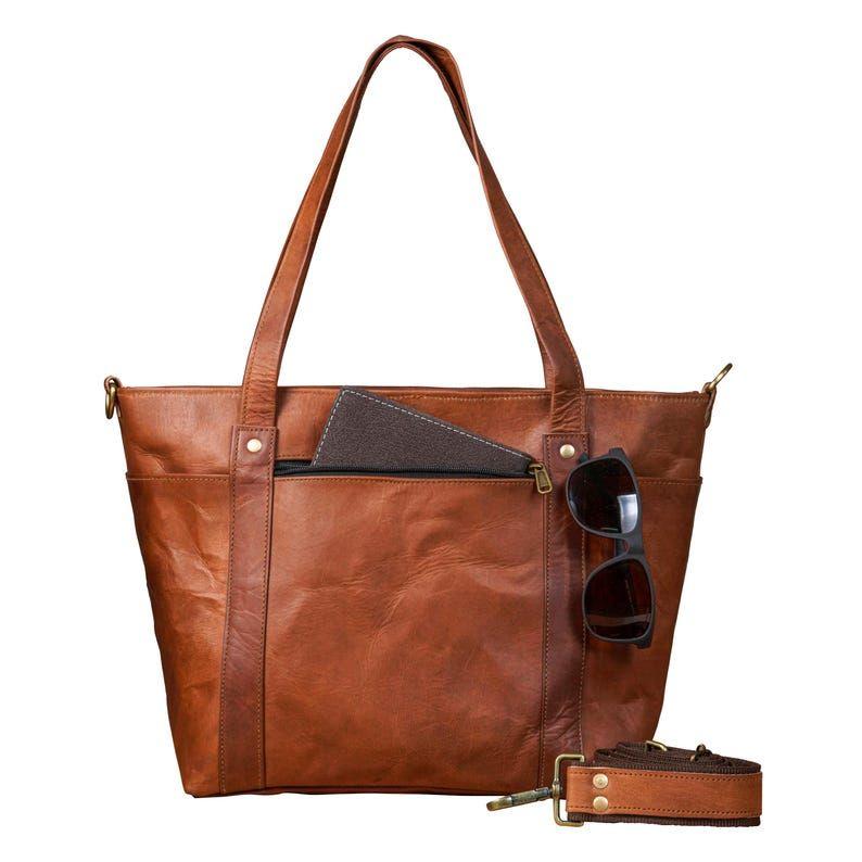 Vintage Leather Tote Bag: Handmade Distressed Shoulder Bag