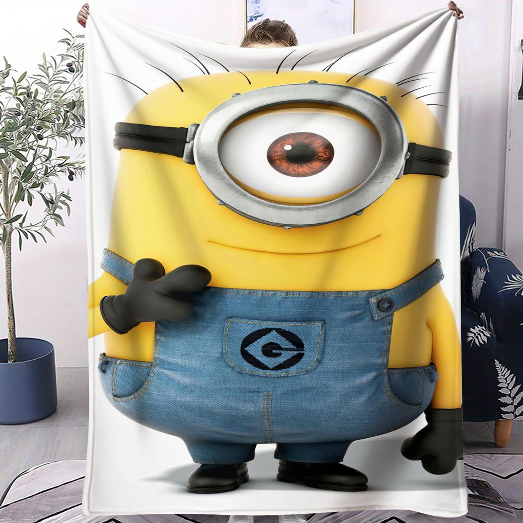 Despicable Me Gru Family Cute Cartoon Print Flannel Blanket for Adult Quality Soft Warm Universal Blanket for Travel Picnic Home