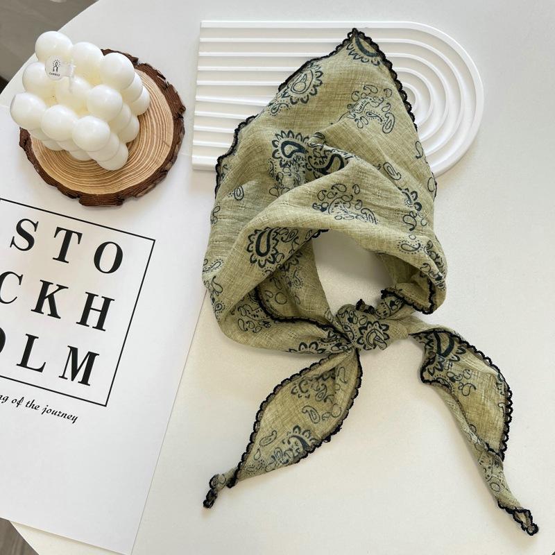 2025 Flower Neck Scarf Shawl Summer Triangle Hair Head Wrap Headband Handkerchief Hair Ties Bandanas Hair Ribbon For Women