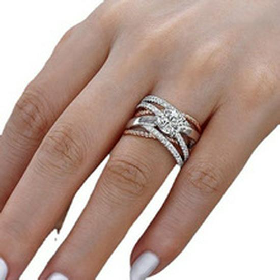 Anello Zircone Arcobaleno Moda Europeo-Americana - Quadrato Pieno di Diamanti, Monocolore, R4573.