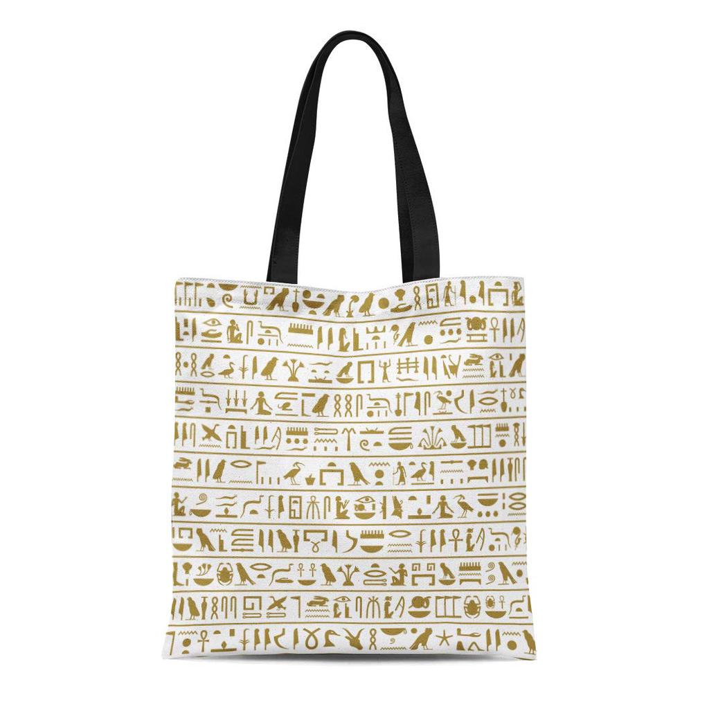Buy Canvas Tote Bag Egypt Ancient Egyptian Hieroglyphs Pattern Symbol Writing History Pharaoh