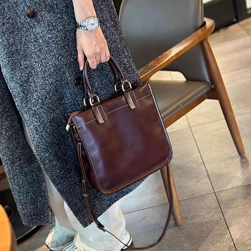 Fashionable new large capacity textured women's handbag, single shoulder crossbody bag, retro square tote bag