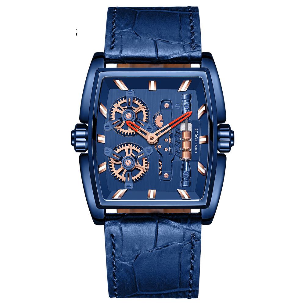Watch Barrel Type Case Electromechanical Bicycle Men's Watch Genuine Leather Strap Men's Watch