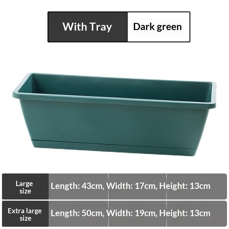 2Pcs Green Mounted Wall Plastic Flower Pots Vertical Plant Boxes for Porch Railing Garden Home Decoration