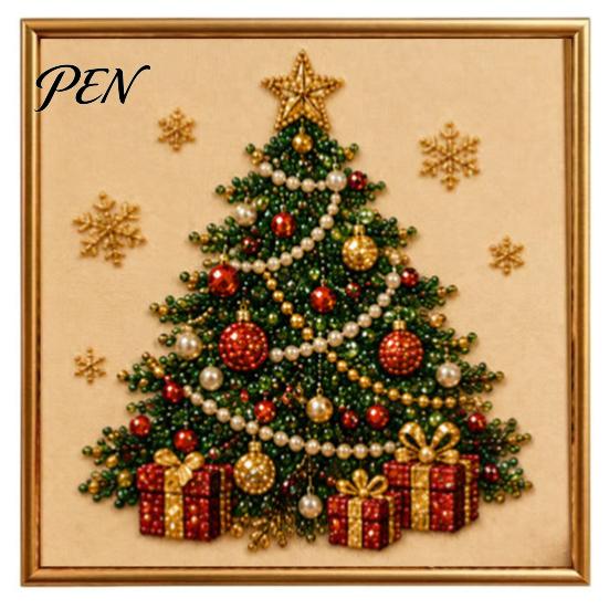 Full Drill Gem Art for Beginners DIY Christmas Faux Pearl Painting Kit with Frame, Santa Creative Gift Crafters Beads Craft Adults Beginner, Handmade