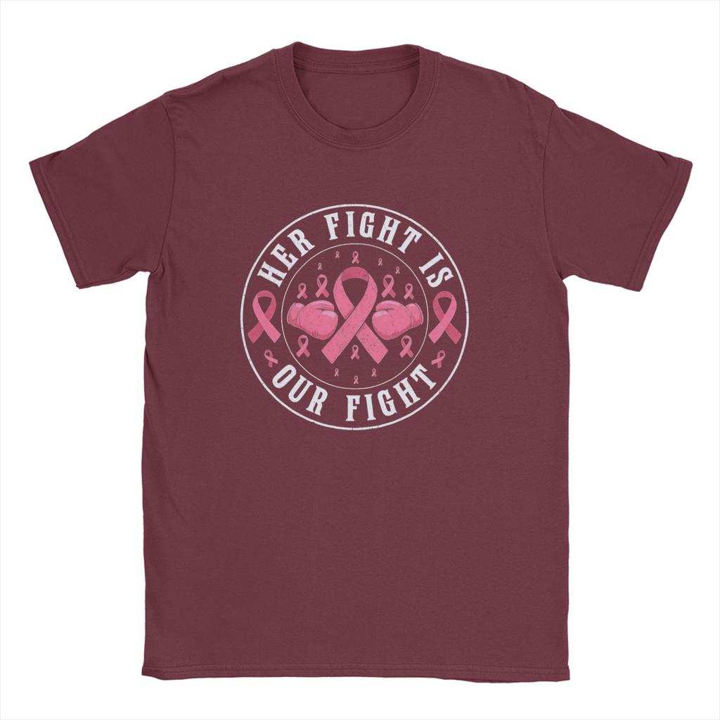 Fight Is Our Fight Breast Cancers  Men T Shirts  Leisure Tees Short Sleeve Crewneck T-Shirts Cotton Summer Clothing