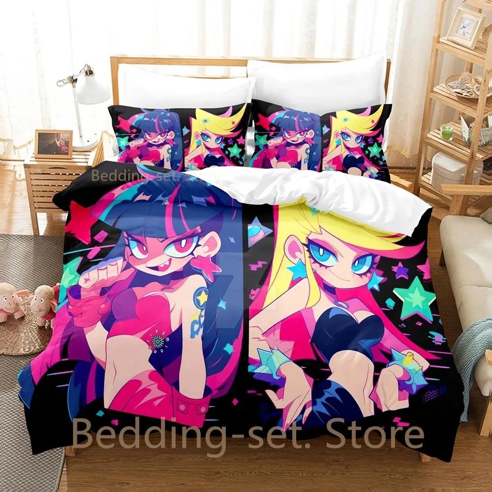 Panty And Stocking Bedding Set Single Twin Full Queen King Size Bed Set Adult Kid Bedroom Duvetcover Anime Bed Sheet Set