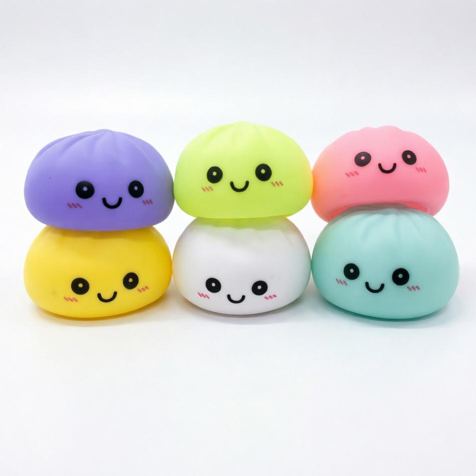 1-6Pcs Simulation Baozi Toy Night Light Soft Dumplings Soft Cute Steamer Birthday Party Gift  Colorful Dumping Toy Squishy Gifts