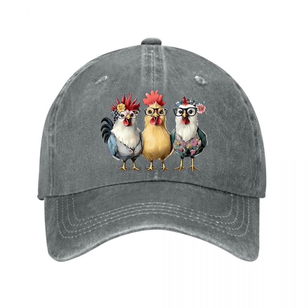Vintage Cap With Cartoon Chickens New Vintage Washed Cotton Baseball Cap Parent Kids Sun Hats