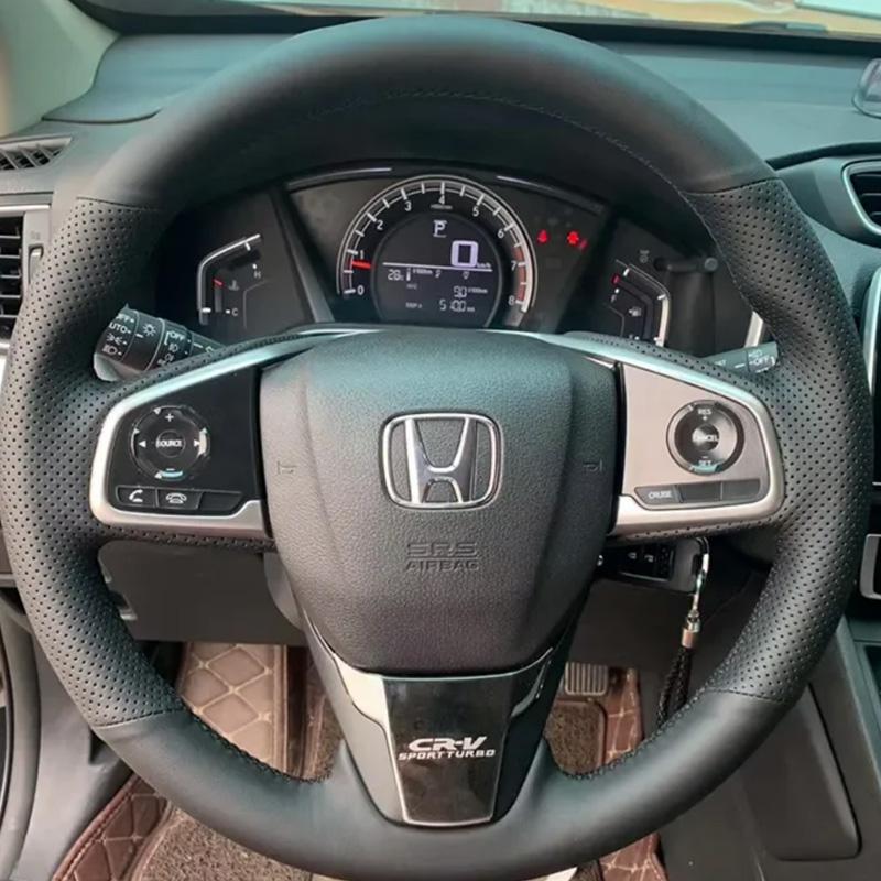 Braid Carbon Fiberf Leather Steering Wheel Cover for Honda Civic Sedan Rs 2016 2017 2018 2019 CRV Sports Style Car Accessories
