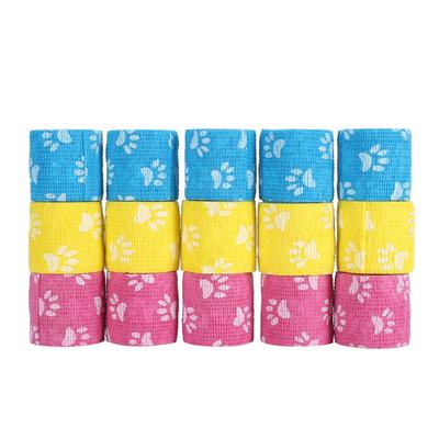 15 STÜCKE Tattoo Griffbezug Wickel Selbstklebend Elastisches Tattoo Verbandsband Pfotenabdruck Gelb Blau Rose