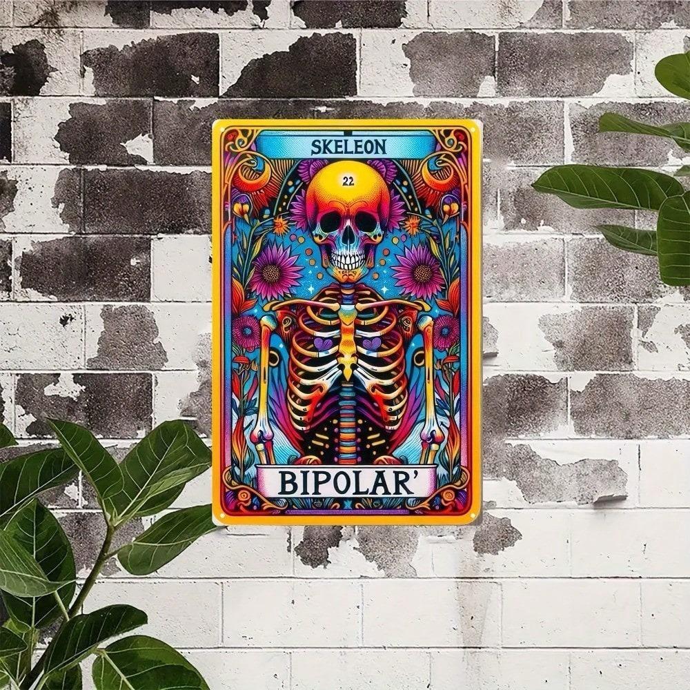 Skeleton Tarot Metal Art Sign Gothic Home Decor Wall Plaque