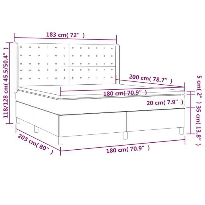 VidaXL Sommier à Lattes de Lit avec Matelas et LED, Lit Rembourré, Lit Double, Lit Adulte de Chambre à Coucher Intérieur, 3138653