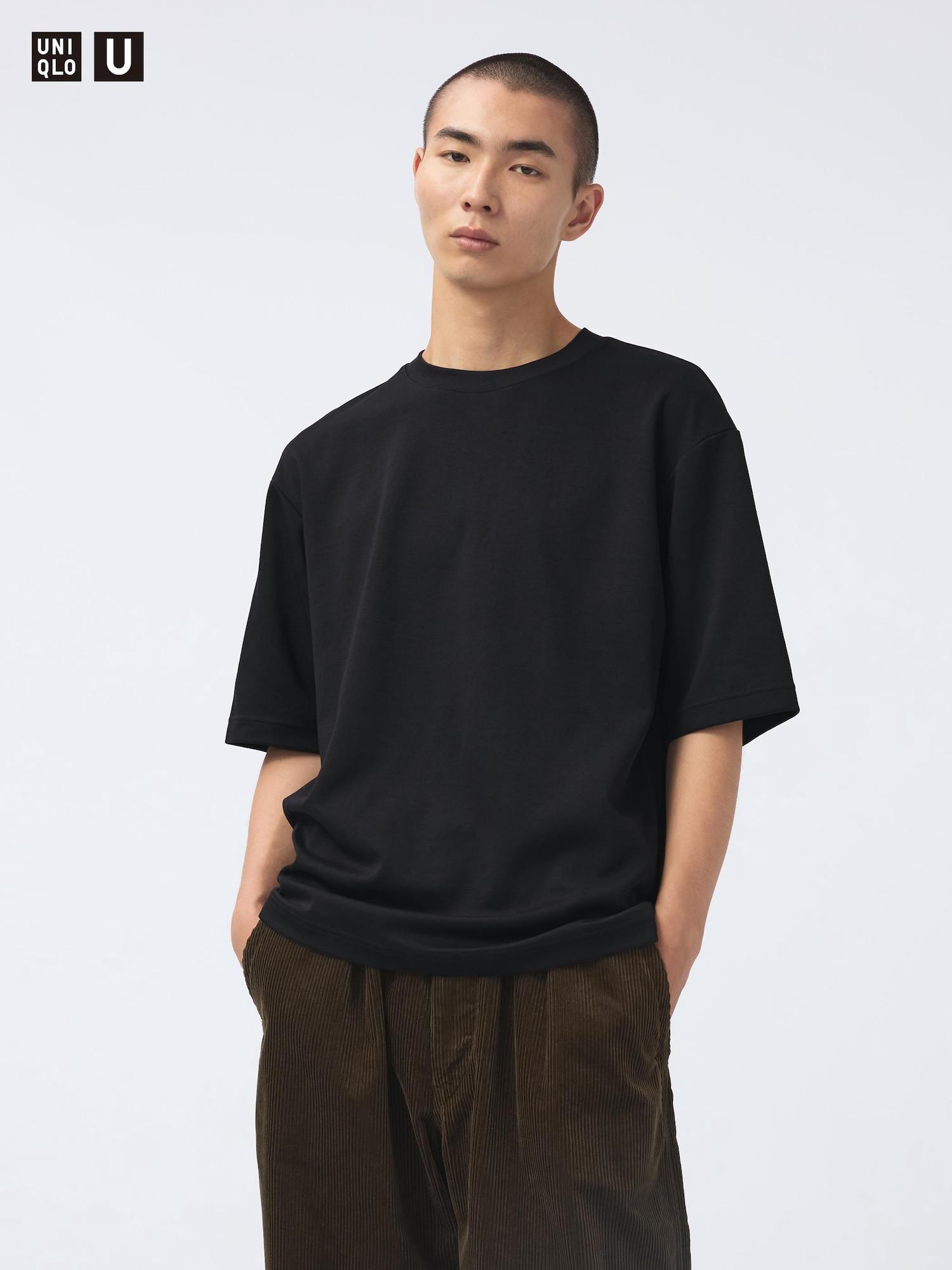 

Uniqlo Japan Air Rhythm Хлопковая футболка большого размера с рукавами 5 минут 09 BLACK/L